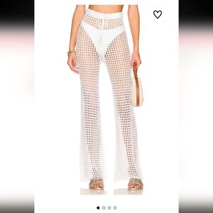 Superdown White Crochet Wide Leg Pants